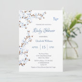 QR-Code | White Cherry Blossoms Babydusche Einladung (Stehend Vorderseite)