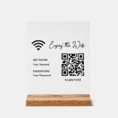 QR Code White Genießen Sie das WiFi Tabletop Akryl Acrylschild (Vorderseite)