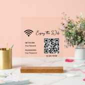 QR Code White Genießen Sie das WiFi Tabletop Akryl Acrylschild (Hochzeit)