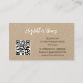 QR Code White Line Art on Kraft Paper Visitenkarte (Rückseite)