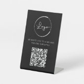QR Code White Menu Logo Modernes Restaurant Sockelschild (Vorderseite)