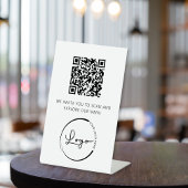 QR Code White Menu Logo Modernes Restaurant Sockelschild