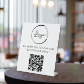 QR Code White Menu Logo Modernes Restaurant Sockelschild
