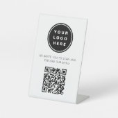 QR Code White Menu Logo Modernes Restaurant Sockelschild (Vorderseite)