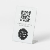 QR Code White Menu Logo Modernes Restaurant Sockelschild (Vorderseite)