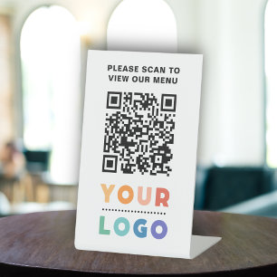 QR Code White Menu Logo Unberührbare Moderne Café Sockelschild