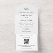 QR Code White Monogram Wedding All In One Einladung (Innen Boden)