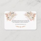 QR Code White Rose Pampas Grass Wedding Website Visitenkarte (Vorderseite)