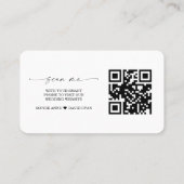 QR Code White Rose Pampas Grass Wedding Website Visitenkarte (Rückseite)