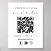 QR Code White Scan zu folgen uns im sozialen Netzw Poster (Vorne)