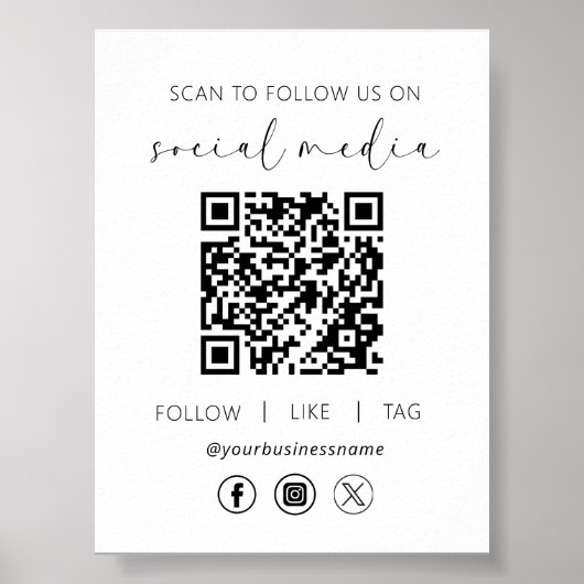 QR Code White Scan zu folgen uns im sozialen Netzw Poster (Vorne)