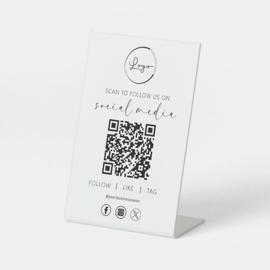 QR Code White Scan zu folgen uns im sozialen Netzw Sockelschild (Vorderseite)