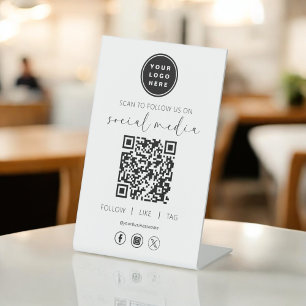 QR Code White Scan zu folgen uns im sozialen Netzw Sockelschild