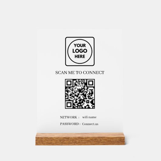 QR-Code Wifi | Benutzerdefiniertes Logo Scanne-um- Acrylschild (Vorderseite)