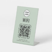QR Code Wifi | Business Logo Scan to Connect Pink Sockelschild (Vorderseite)