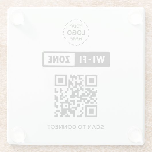 QR-Code Wifi Business-Logo-Scan zur Verbindung Glasuntersetzer (Rückseite)