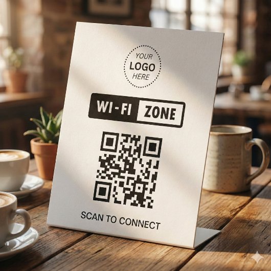 QR-Code Wifi Business-Logo-Scan zur Verbindung Sockelschild