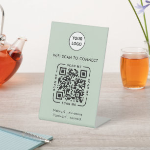 QR-Code Wifi Geschäftslogo Scanne um Sage zu ver Sockelschild