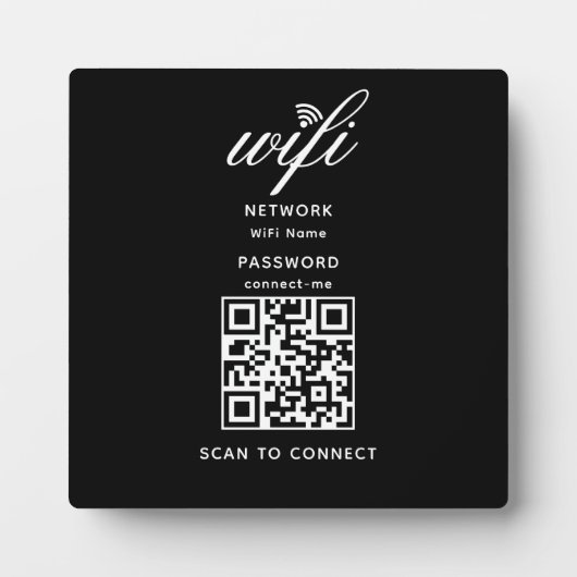 QR-Code Wifi Internet-Kennwort Schwarz Plaque Fotoplatte (Vorderseite)