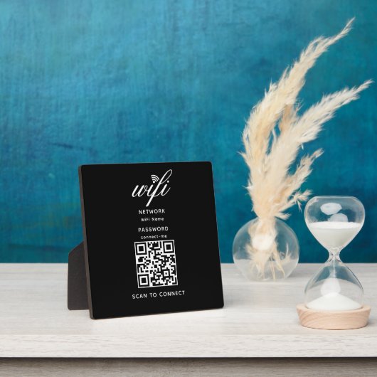 QR-Code Wifi Internet-Kennwort Schwarz Plaque Fotoplatte (InSitu)