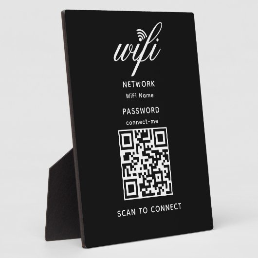 QR-Code Wifi Internet-Kennwort Schwarz Plaque Fotoplatte (Seite)