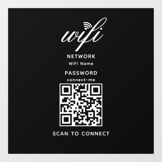 QR-Code Wifi Internet-Kennwort Schwarzes Fenster K Fensteraufkleber (Blatt)