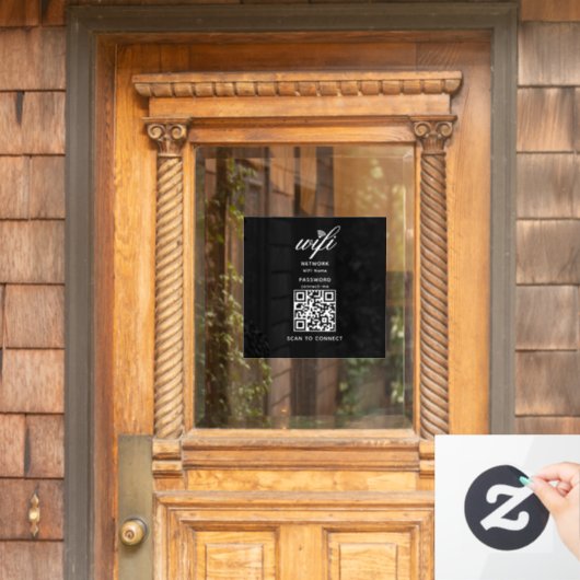 QR-Code Wifi Internet-Kennwort Schwarzes Fenster K Fensteraufkleber (Haustür)