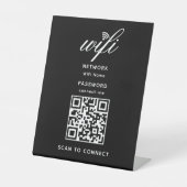 QR-Code Wifi Internet-Kennwort Schwarzes Foto-Zeic Sockelschild (Vorderseite)