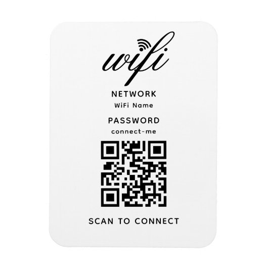 QR-Code Wifi Internet-Kennwort Weiß flexibel Magnet (Vertikal)