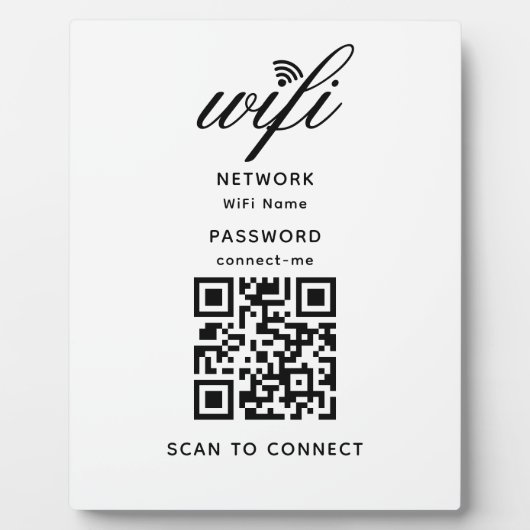 QR-Code Wifi Internet-Kennwort weiß Plaque Fotoplatte (Vorderseite)