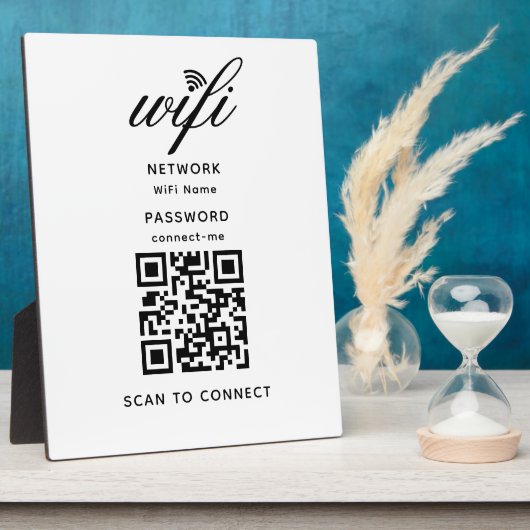 QR-Code Wifi Internet-Kennwort weiß Plaque Fotoplatte (Seite)