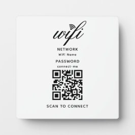 QR-Code Wifi Internet-Kennwort weiß Plaque Fotoplatte