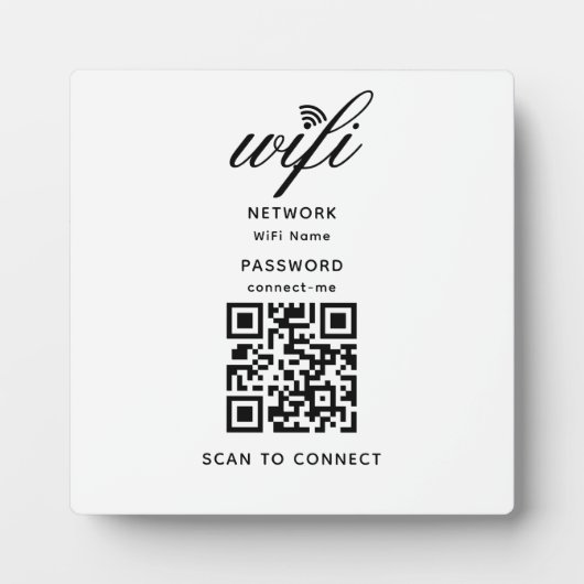 QR-Code Wifi Internet-Kennwort weiß Plaque Fotoplatte (Vorderseite)