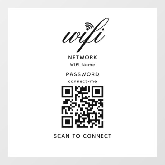QR-Code Wifi Internet-Kennwort Weißes Fenster Klam Fensteraufkleber (Blatt)