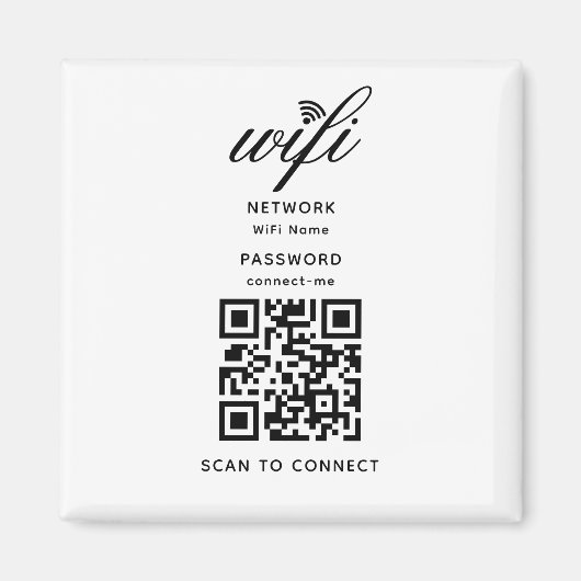 QR-Code Wifi Internet-Kennwort Weißes Magnet (Vorne)