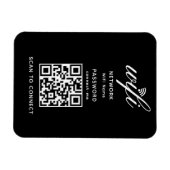 QR Code Wifi Internet Password Black Flexibel Magnet (Horizontal)