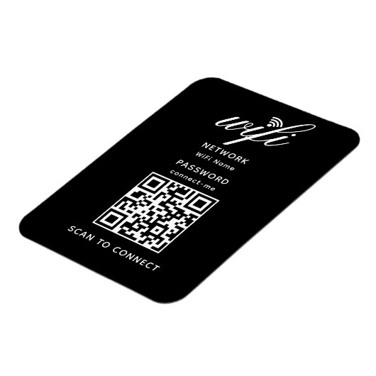 QR Code Wifi Internet Password Black Flexibel Magnet (Linke Seite)