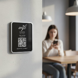 QR Code Wifi Internet Password Black Flexibel Magnet
