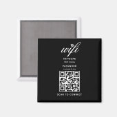 QR-Code Wifi Internet Password Black Magnet (Vorderseite/Rückseite)
