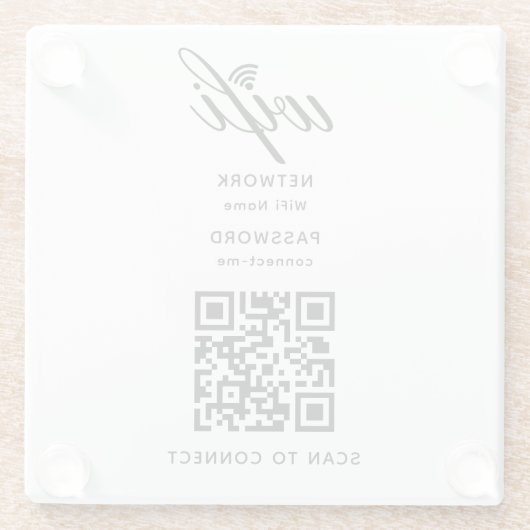 QR-Code Wifi Internet Password Hotel Glass Unterse Glasuntersetzer (Rückseite)