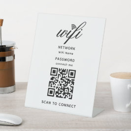 QR-Code Wifi Internetkennwort Weißes Foto-Zeichen Sockelschild