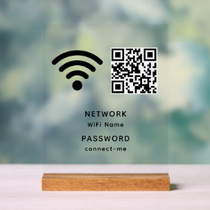 QR-Code Wifi-Kennwort und Netzwerk personalisiert Acrylschild
