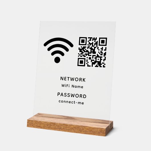 QR-Code Wifi-Kennwort und Netzwerk personalisiert Acrylschild (Winkel)