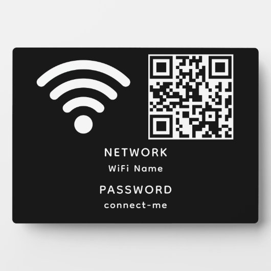 QR-Code Wifi-Kennwort und Netzwerk personalisiert Fotoplatte (Vorderseite)