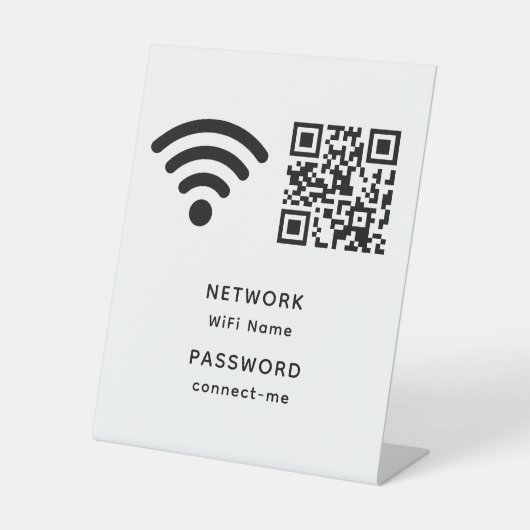 QR-Code Wifi-Kennwort und Netzwerk personalisiert Sockelschild (Vorderseite)