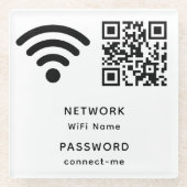 QR-Code Wifi-Kennwort und Netzwerk-Personalisierte Glasuntersetzer (Vorderseite)
