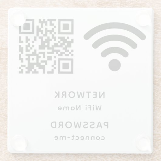 QR-Code Wifi-Kennwort und Netzwerk-Personalisierte Glasuntersetzer (Rückseite)