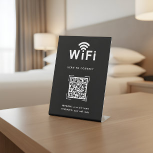 QR-Code-Wifi-Login-Schild für Hotelgasträume Sockelschild