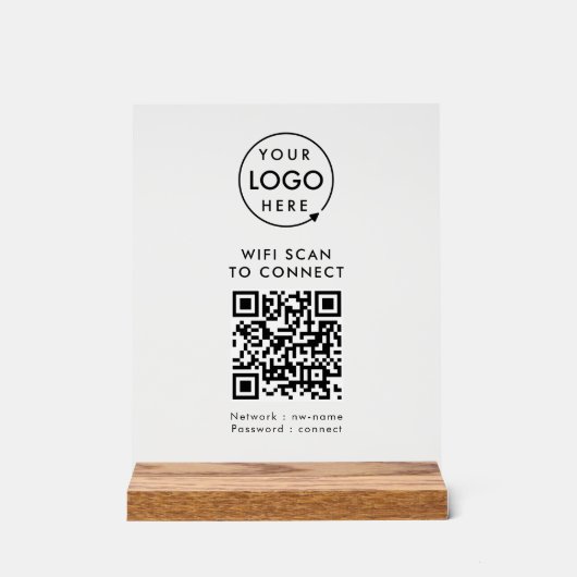 QR-Code Wifi | Prüfung von Firmenlogo auf "Connect Acrylschild (Vorderseite)