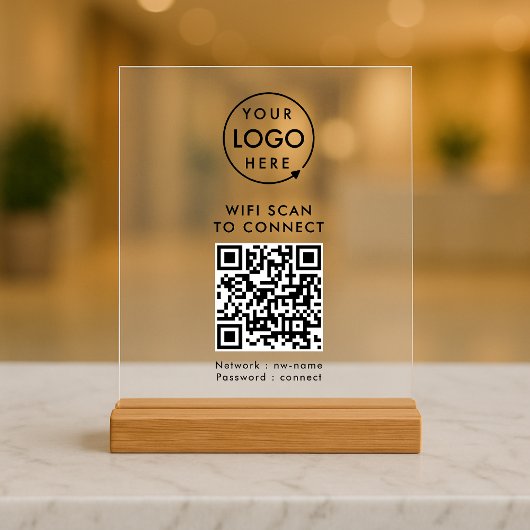 QR-Code Wifi | Prüfung von Firmenlogo auf "Connect Acrylschild